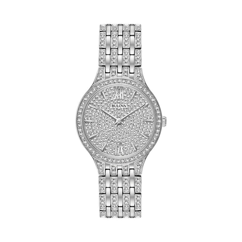 Bulova Silver Timepiece With Crystal Detailing Never Worn